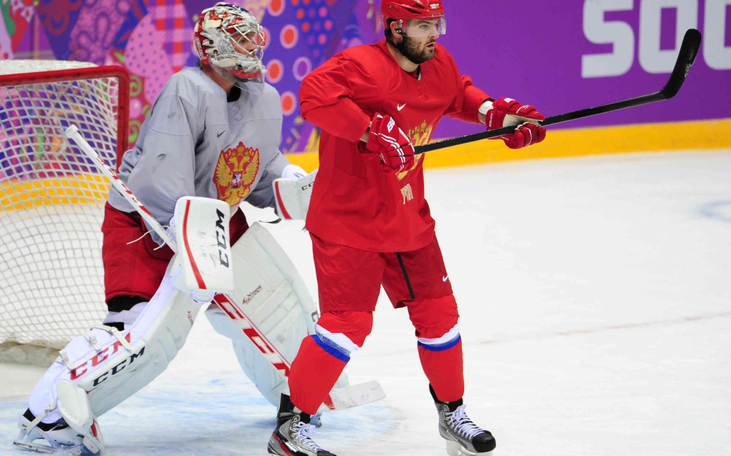 Russian hockey players at the Olympics in Sochi