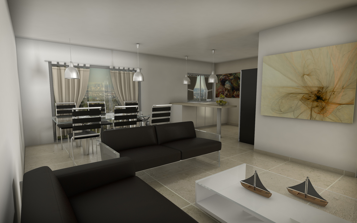 Белые стены в столовой