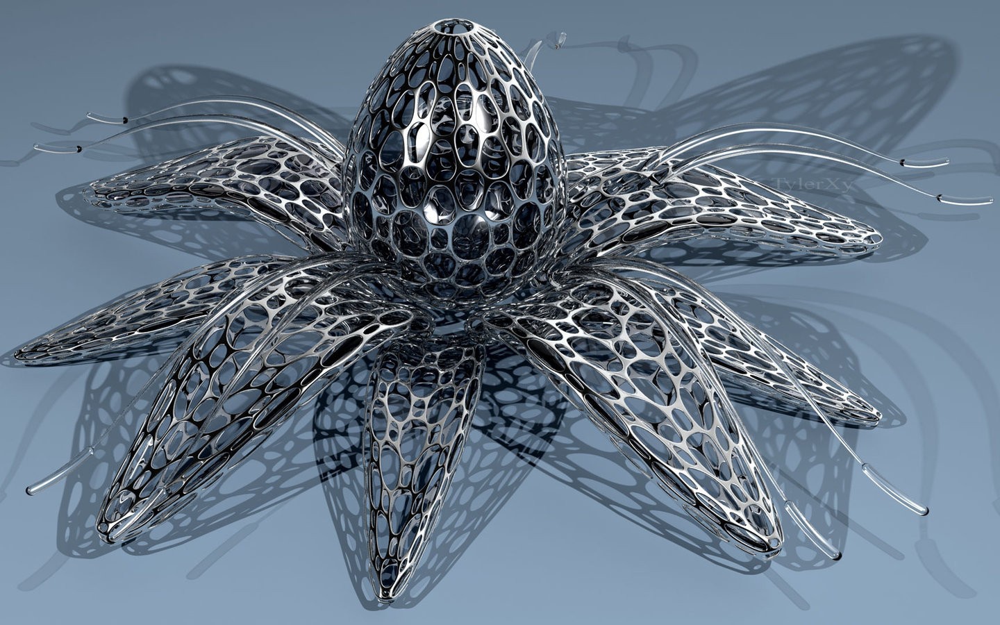 Цветок из металла, 3-Д графика