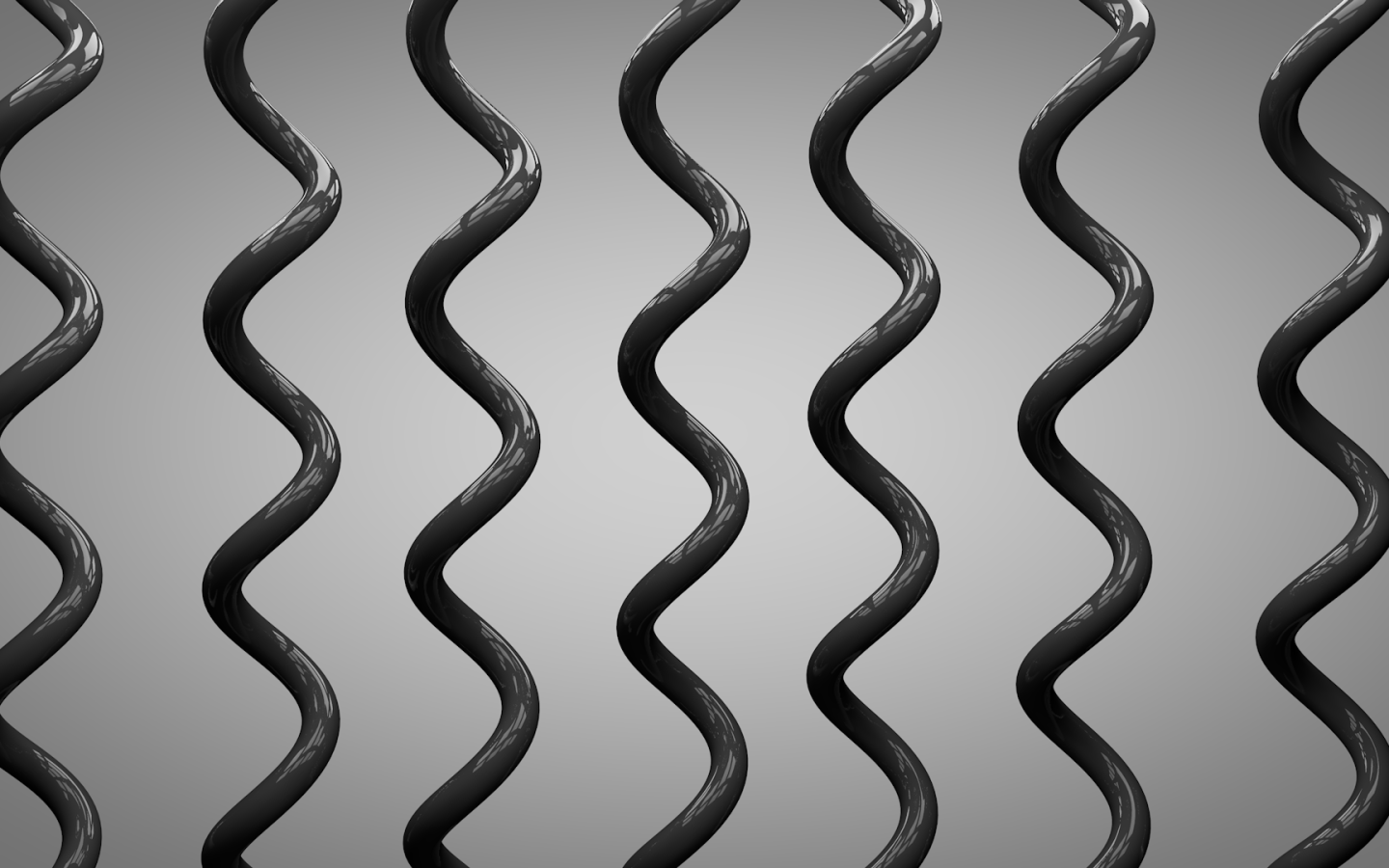 Черные спирали на сером фоне, 3-Д графика