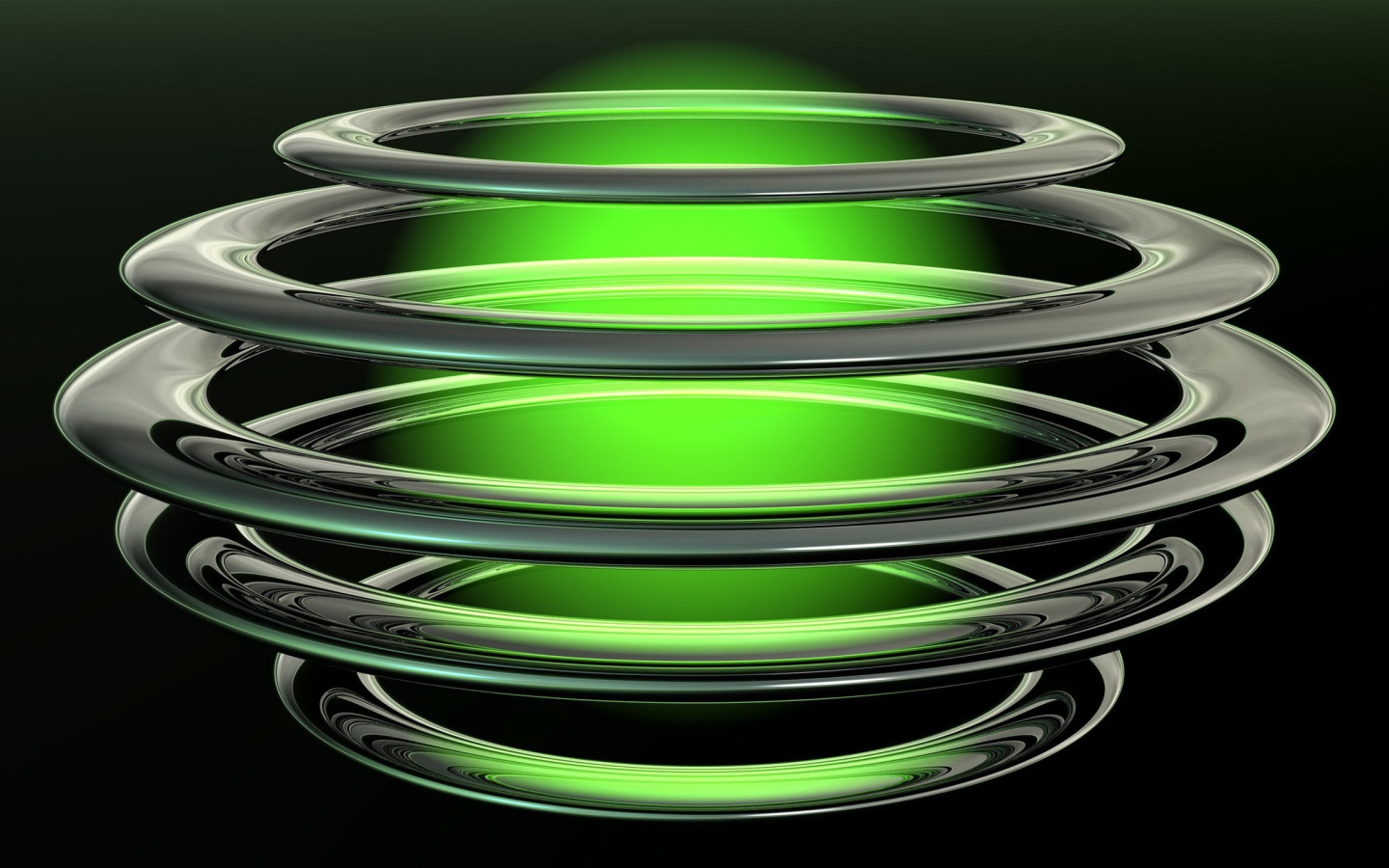 Зеленая плазма в кольцах из металла