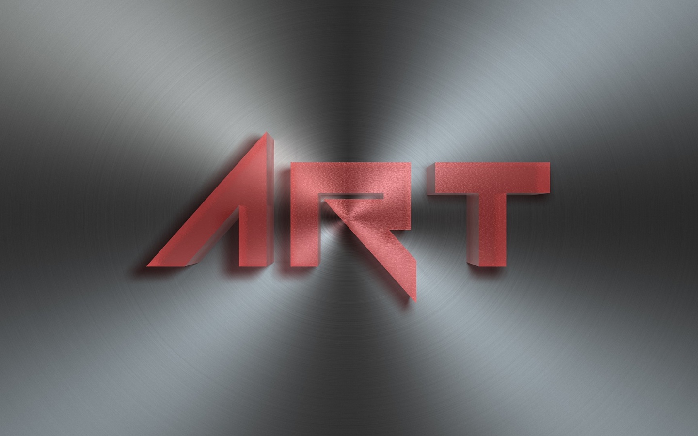 Красная надпись Арт на металле, 3д графика