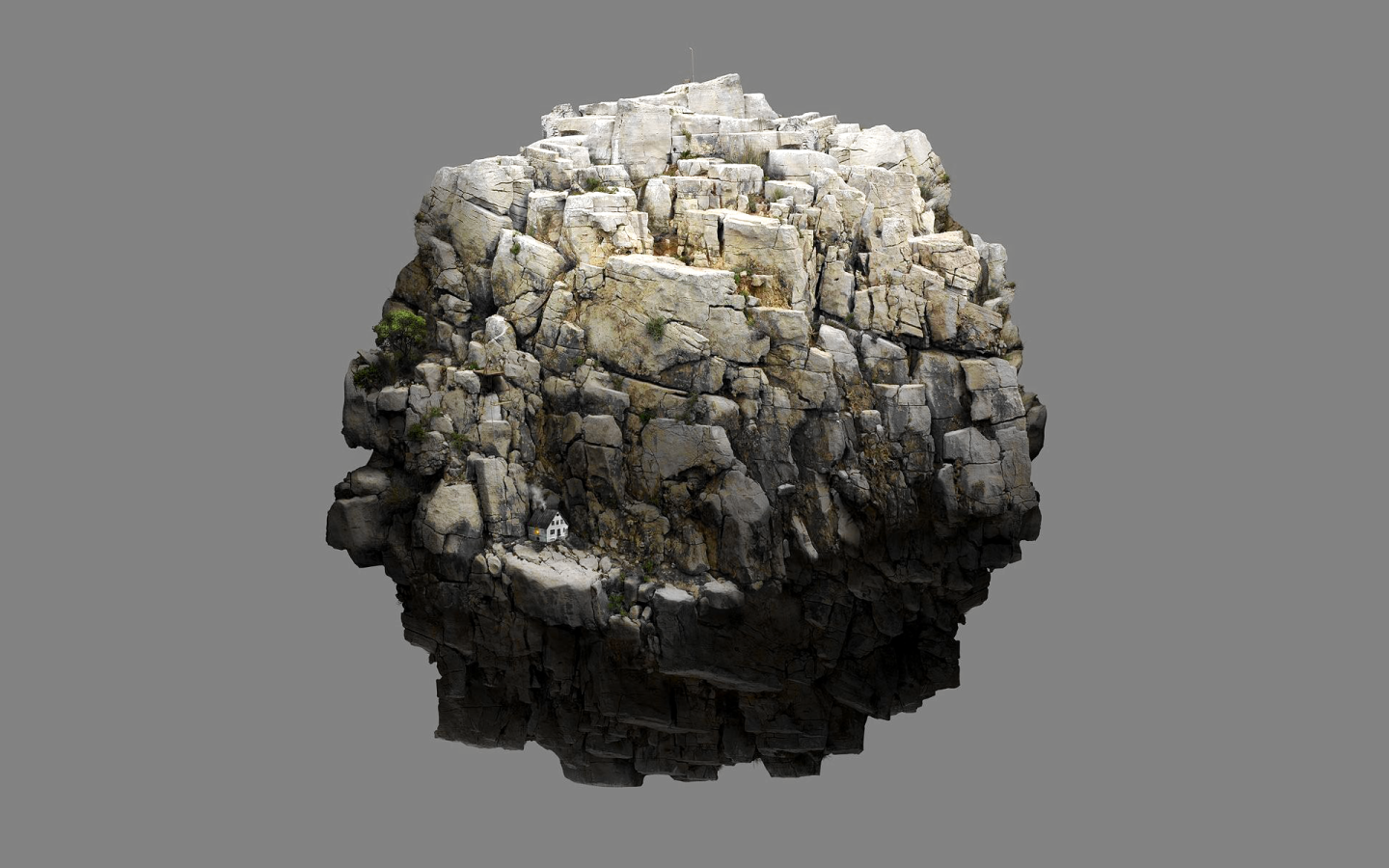 Круглый камень на сером фоне