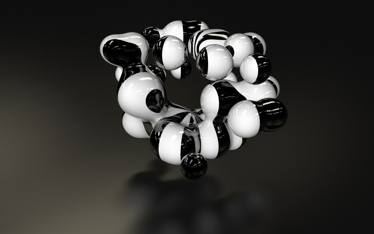 Конструкция из черно-белых шаров, 3Д модель