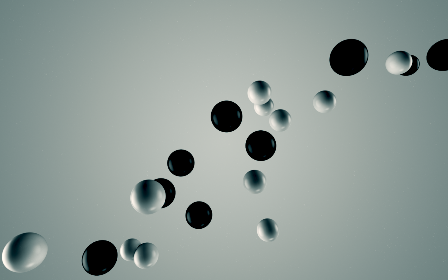 Белые и черные шары в воздухе 3Д