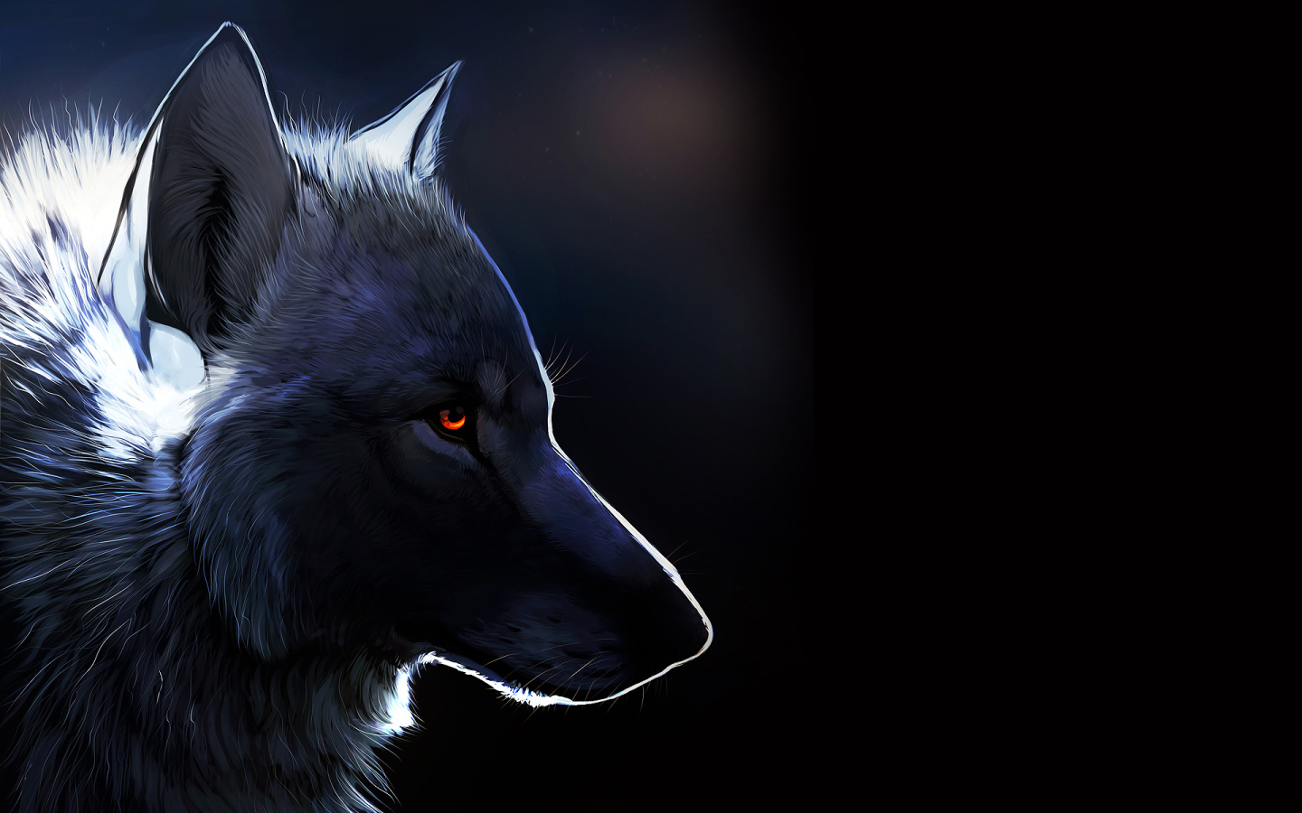 	   Wolf with glowing eyes