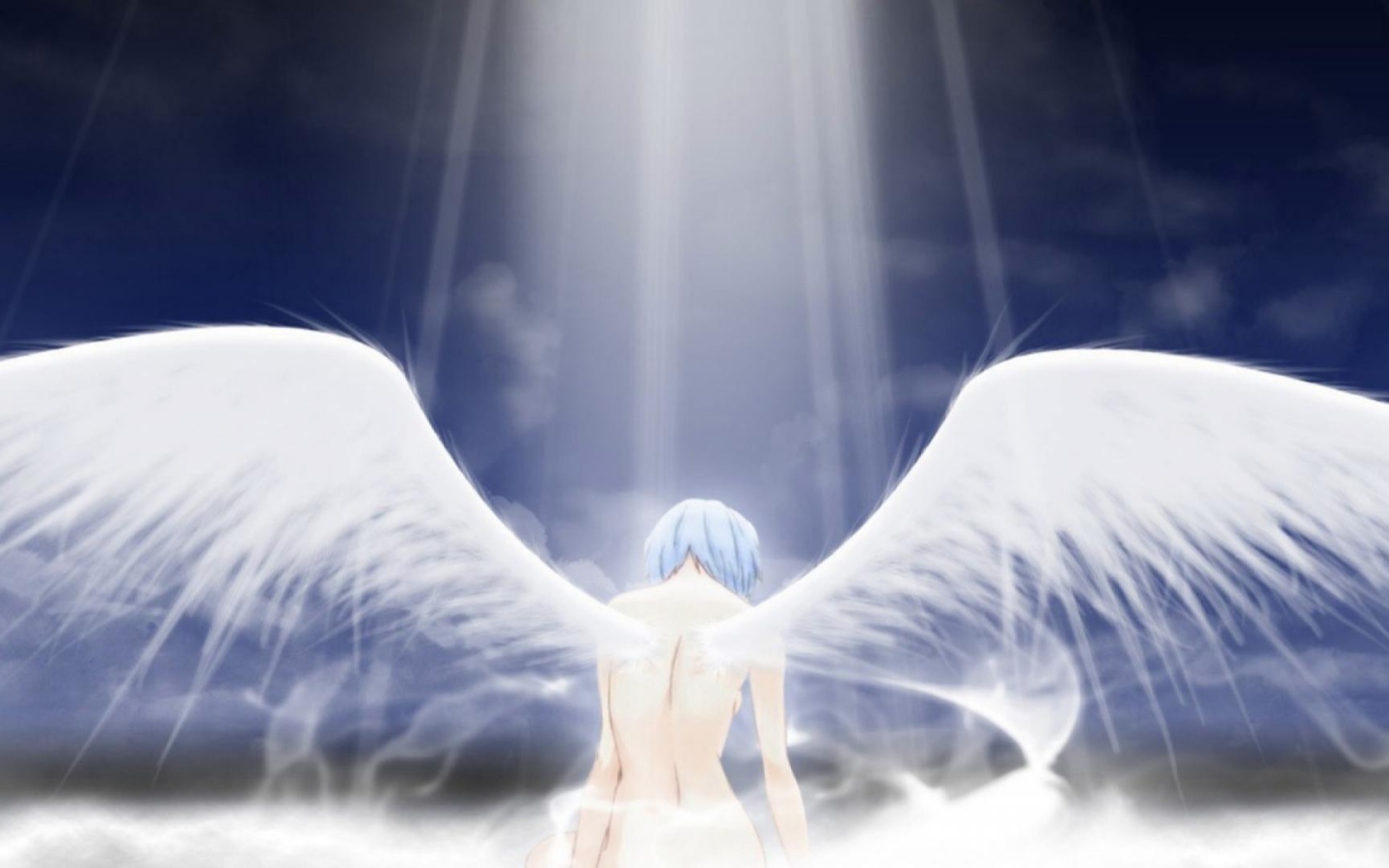 Ангел аниме в лучах света
