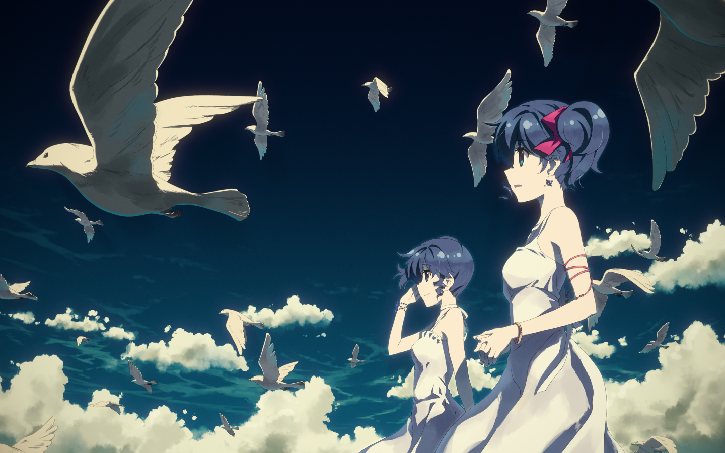 Персонажи аниме DJ Max среди птиц