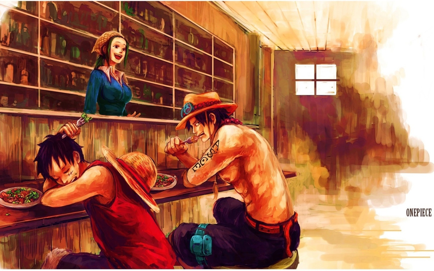 Герои аниме Большой куш в баре