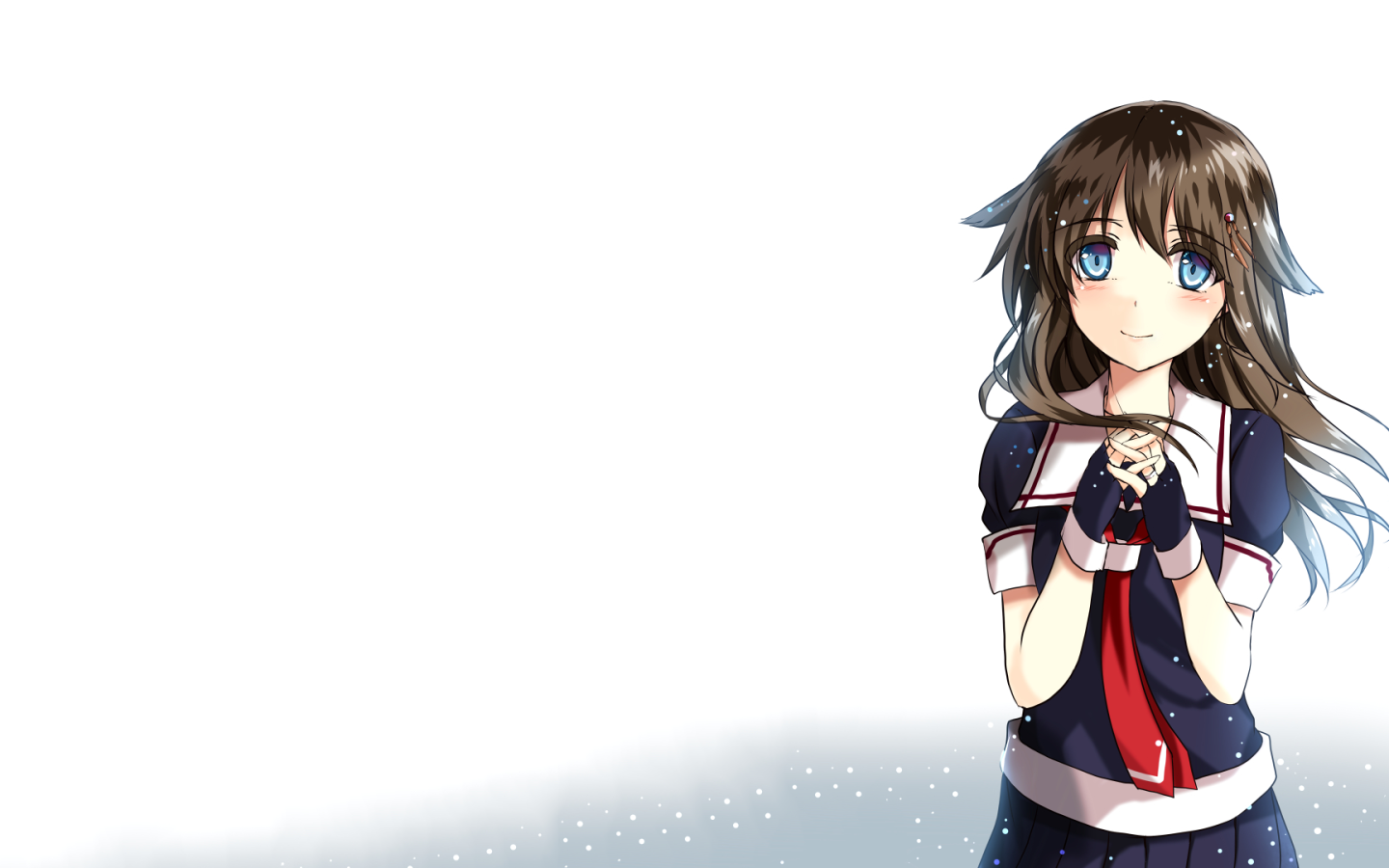 Аниме девушка Кантай, белый фон