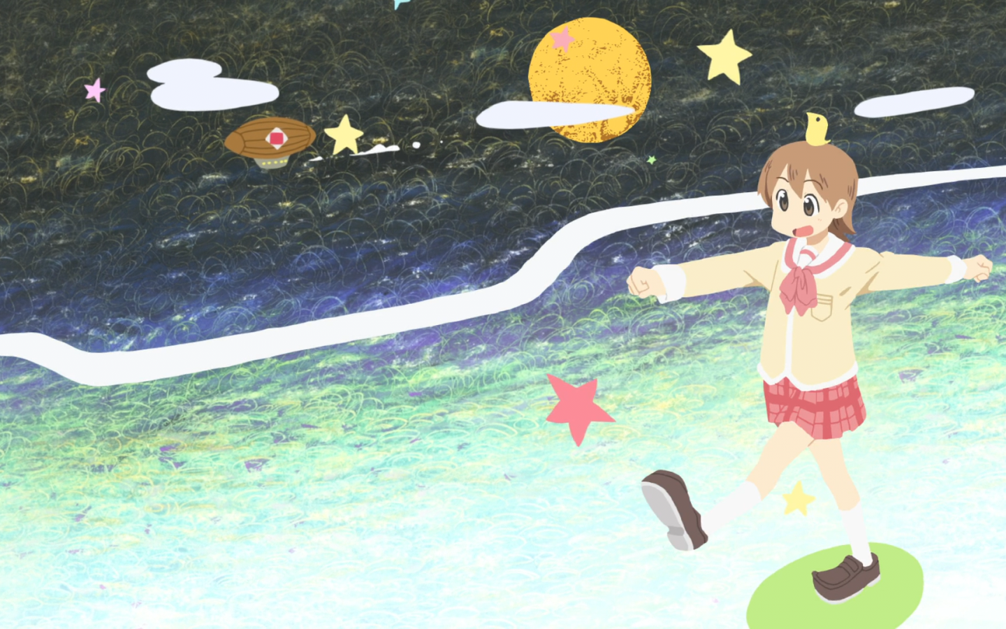 Аниме девушка на детском рисунке