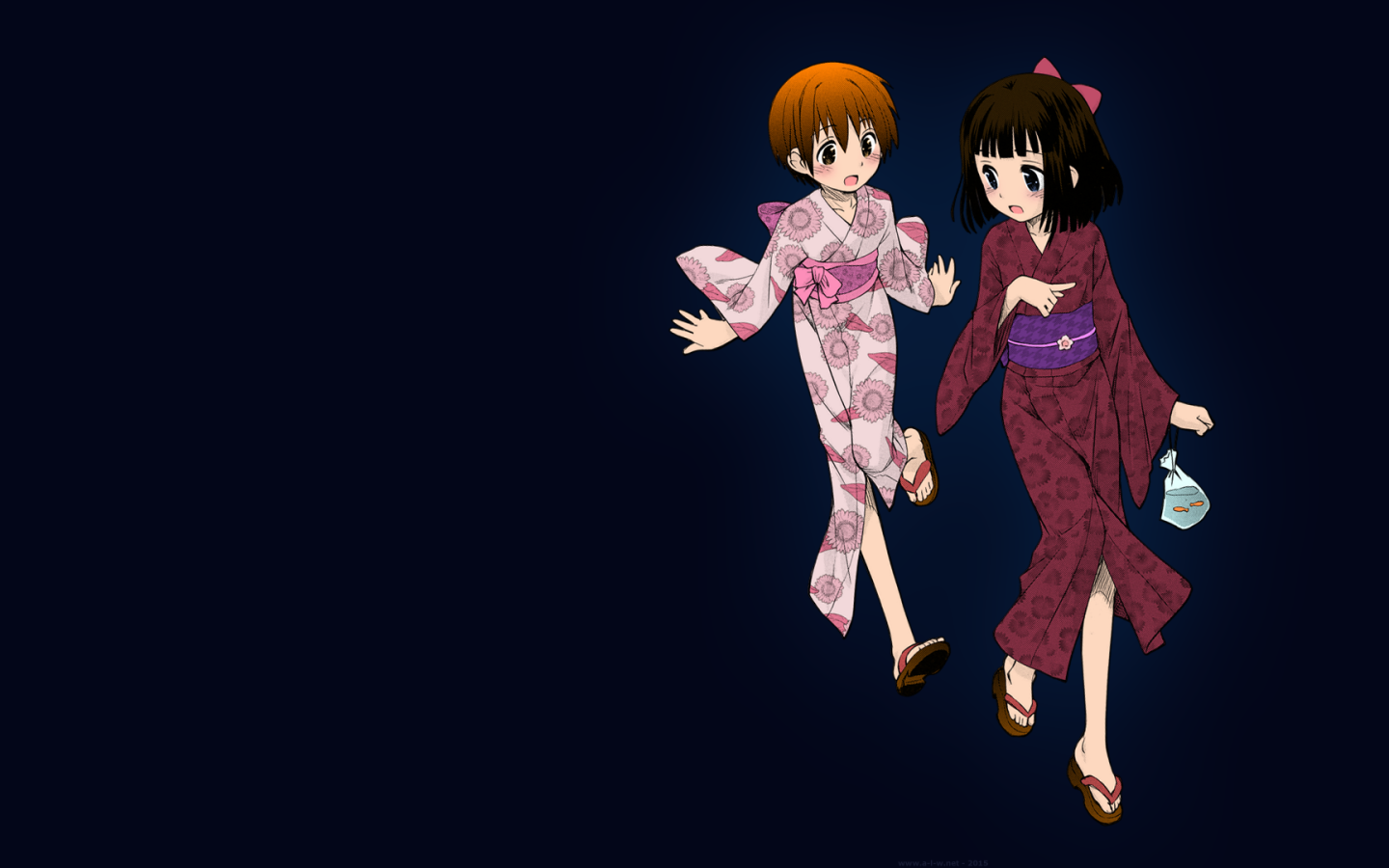Девушки аниме в кимоно