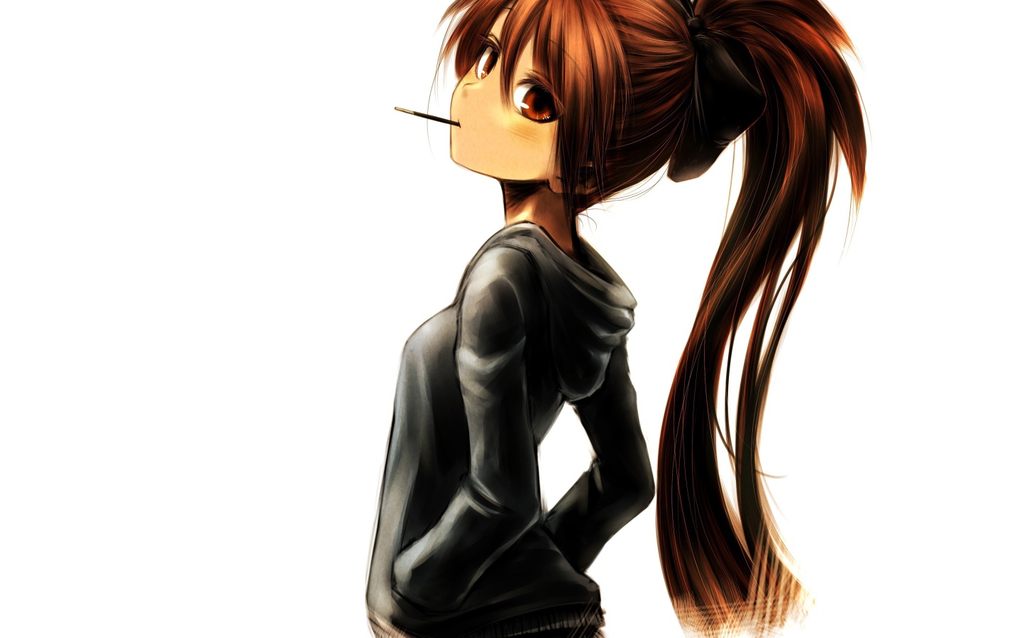 Сигарета во рту девушки из аниме Девочка-волшебница Мадока