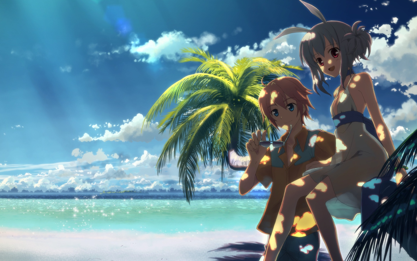 Пара на пляже в аниме DJ Max