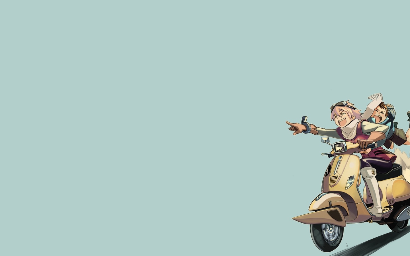 Друзья на мотороллере в аниме 49 дней