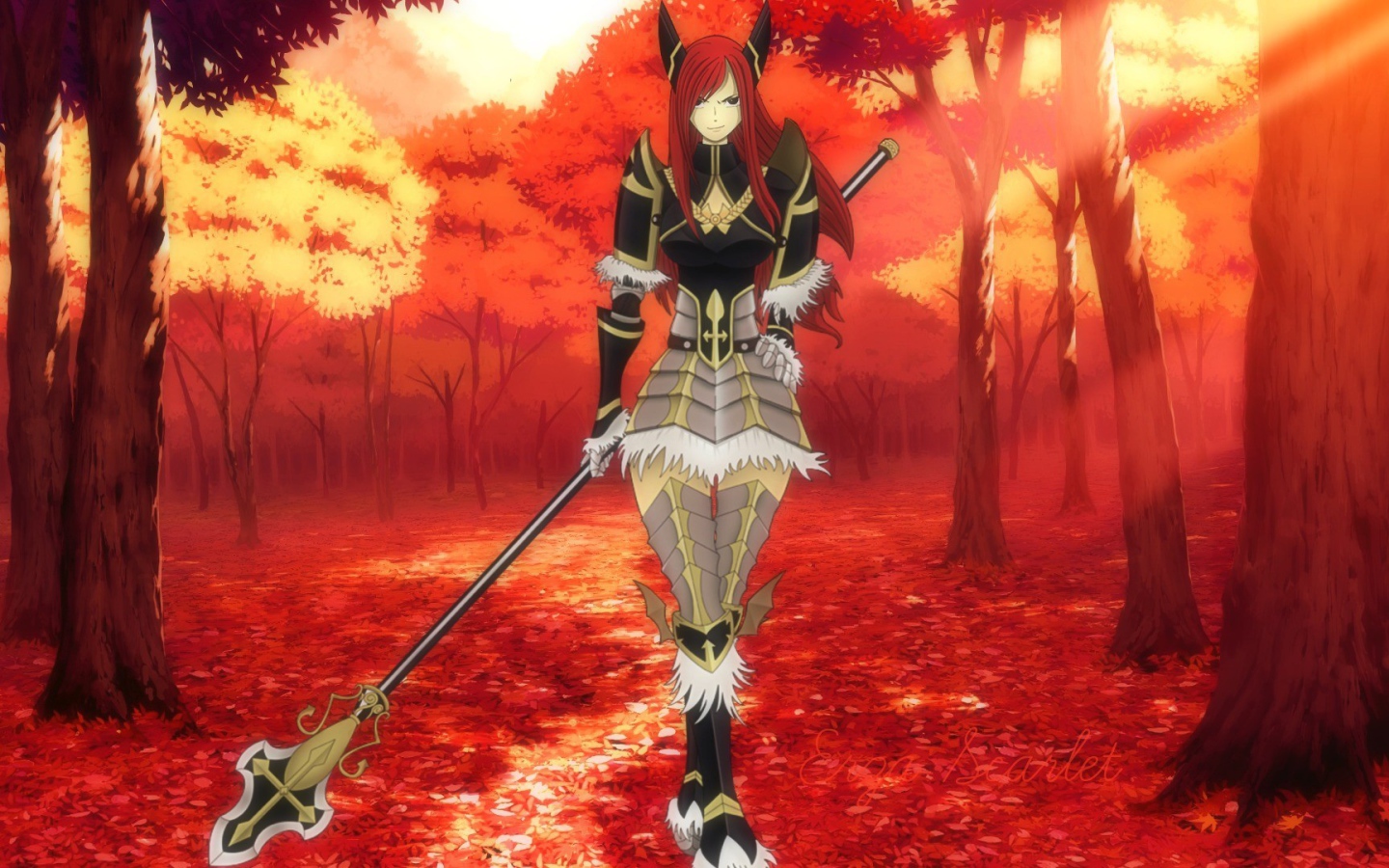 Девушка в осеннем лесу, аниме Сказка о хвосте феи