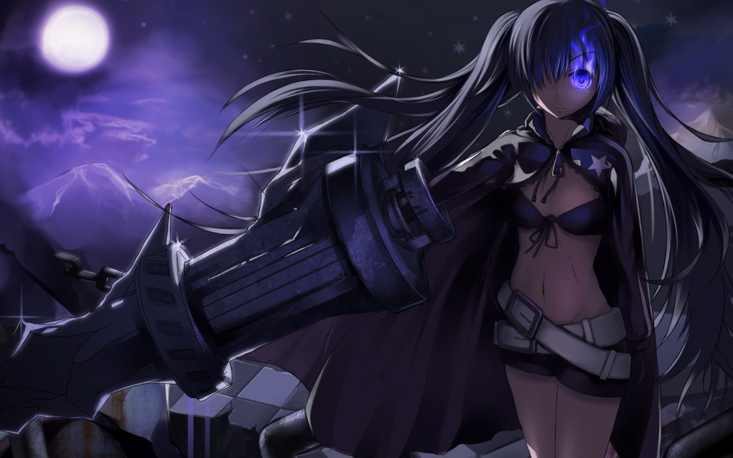 Девушка с большим оружием в аниме Black Rock Shooter