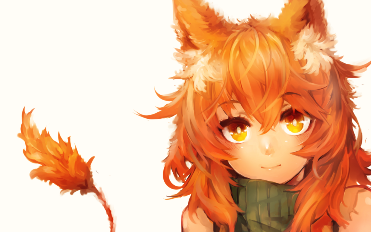 Рыжая девушка кошка из аниме Кэмономими
