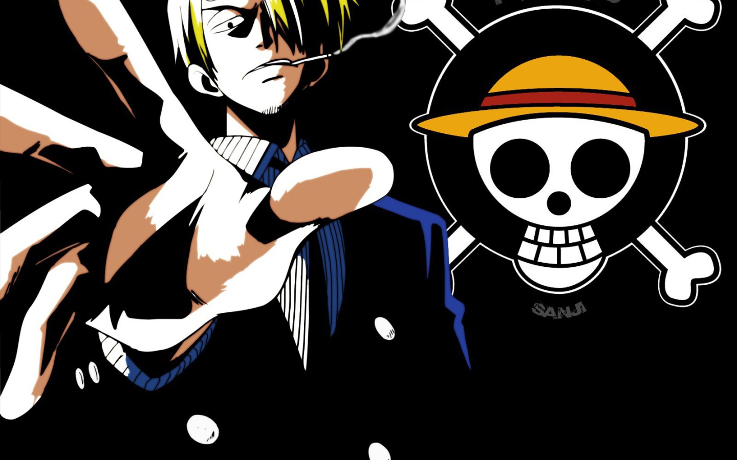 Санджи и череп на постере аниме Большой куш