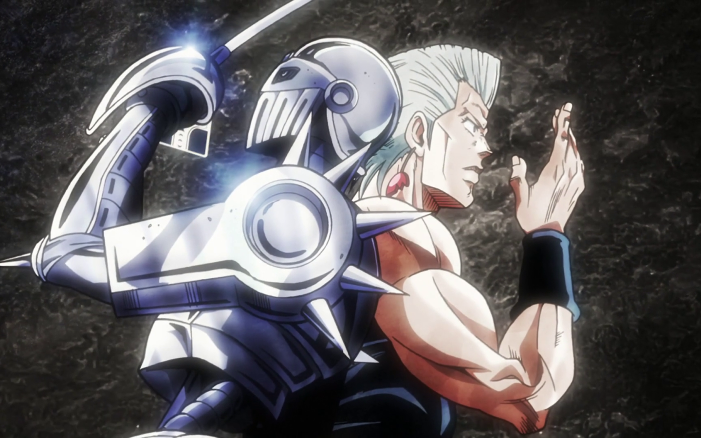 Серебряный рыцарь и Жан Пьер из аниме Приключения Джоджо