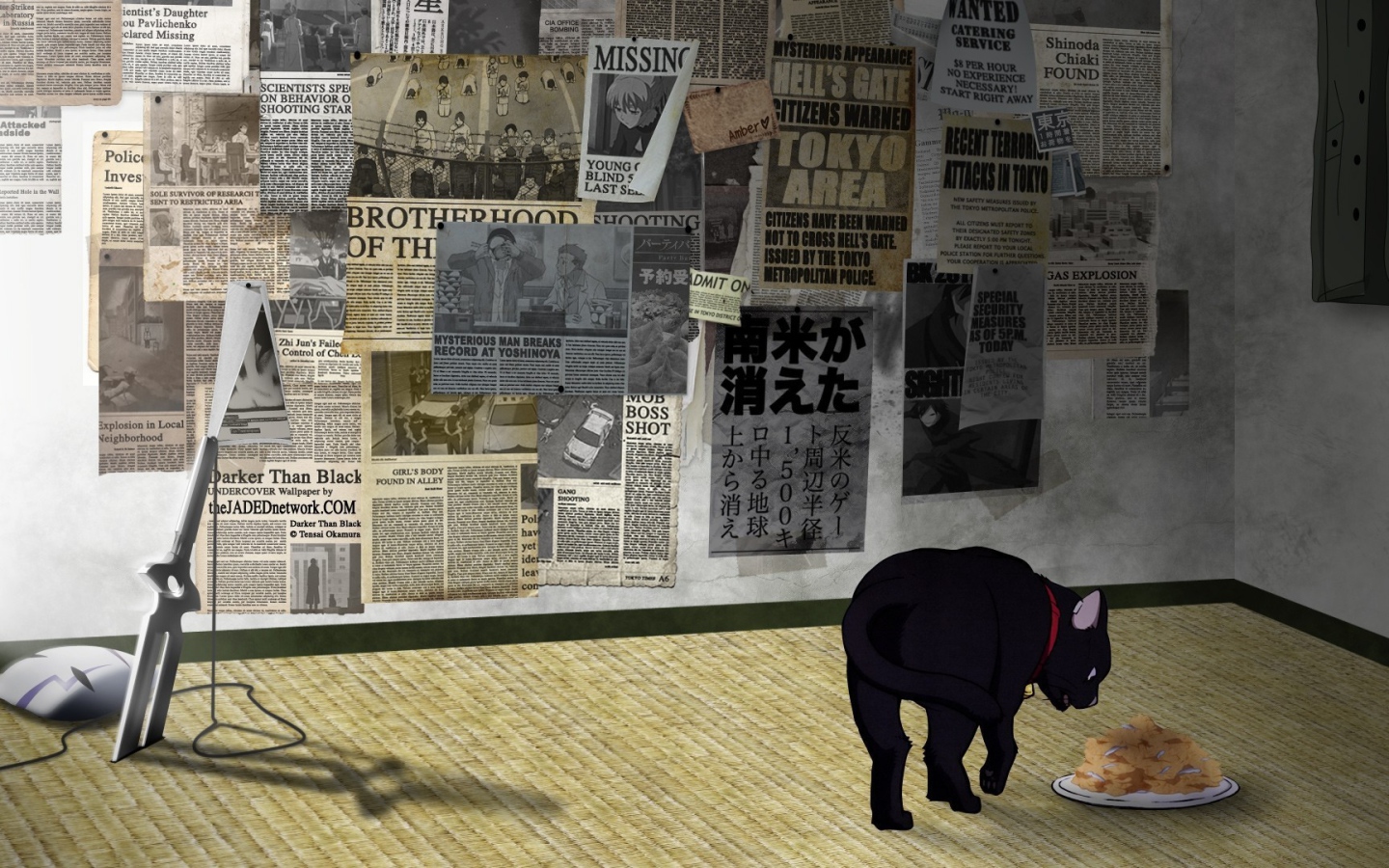 Кот в аниме Темнее черного