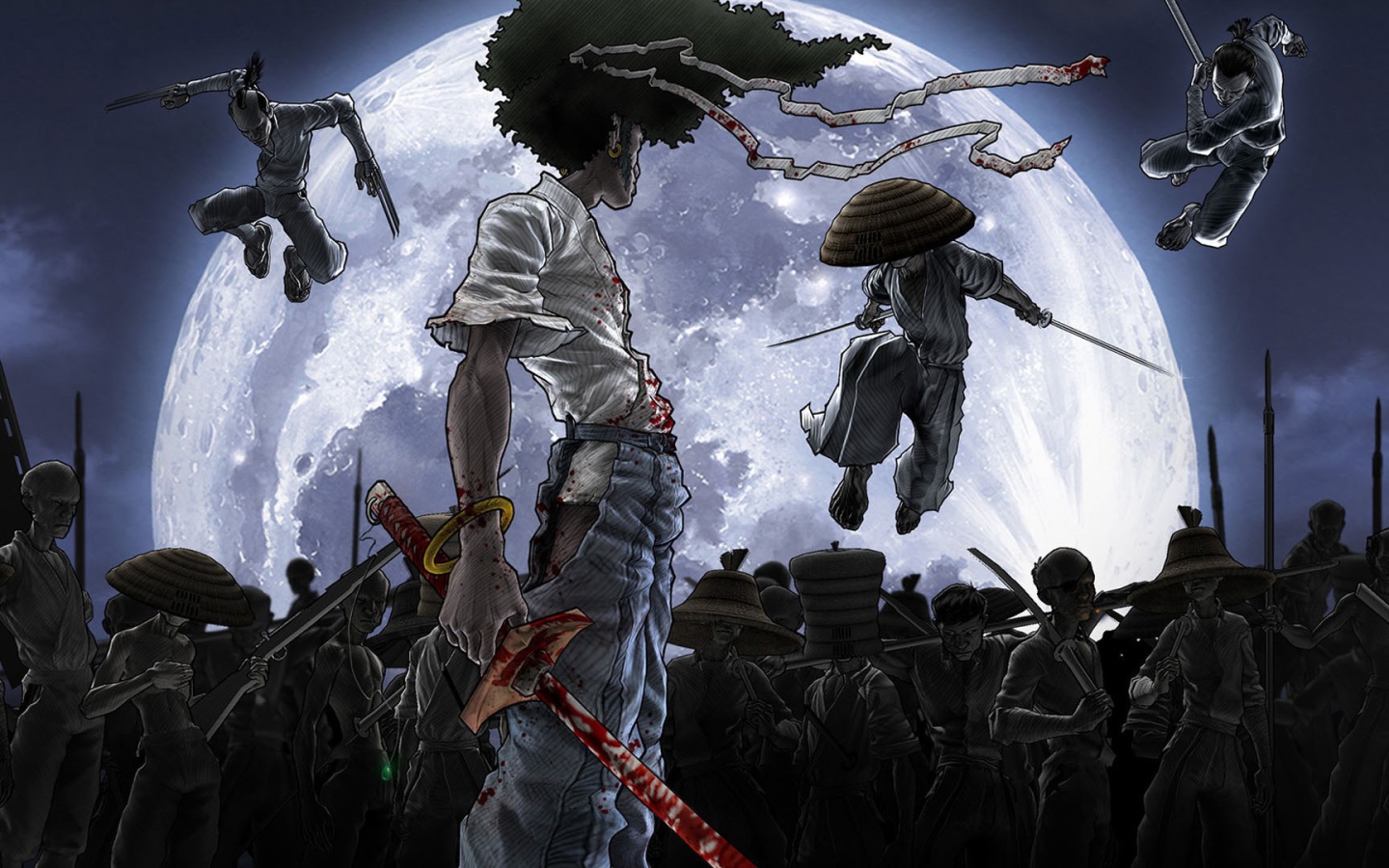 Сражение в аниме Афросамурай