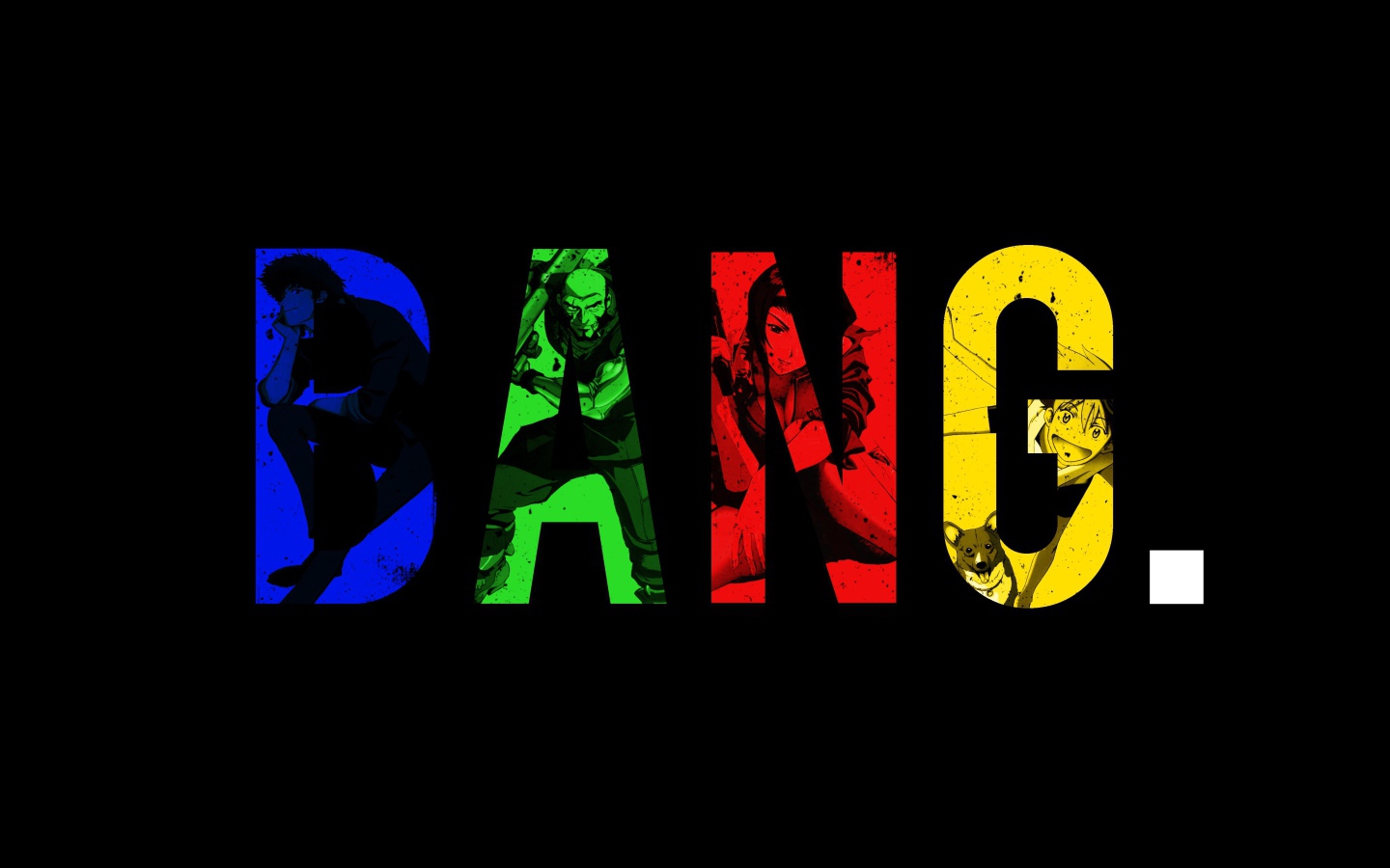 Надпись на черном фоне, аниме Ковбой Бибоп