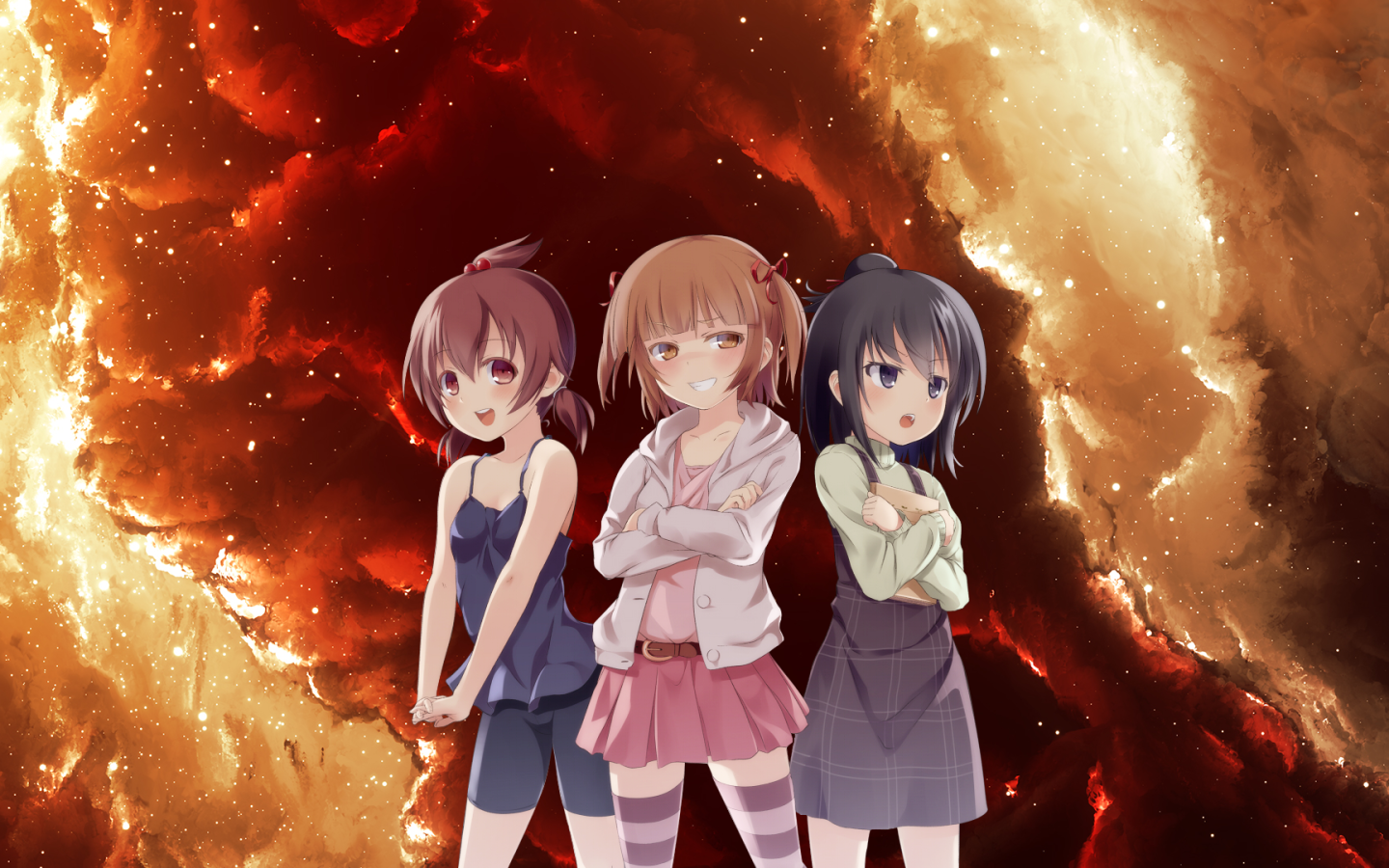 Три девушки из аниме Отвязная троица