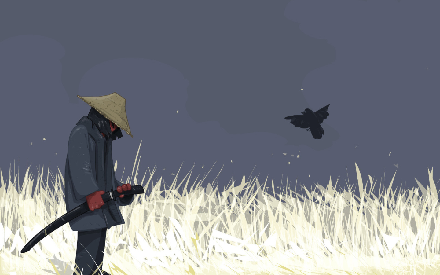 Старый самурай с мечем