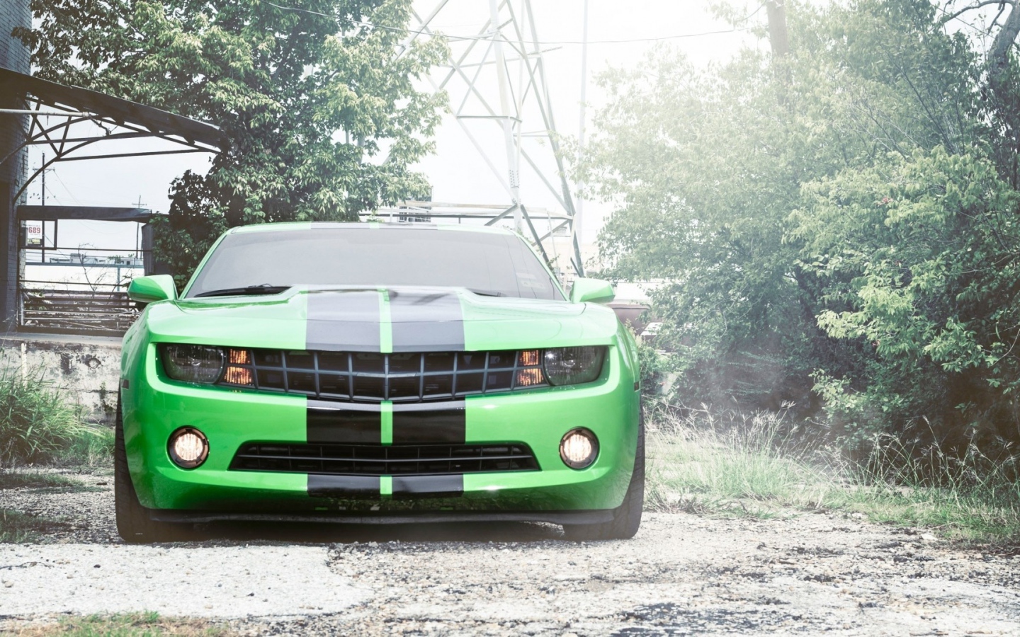 Автомобиль Chevrolet Camaro, зеленого цвета