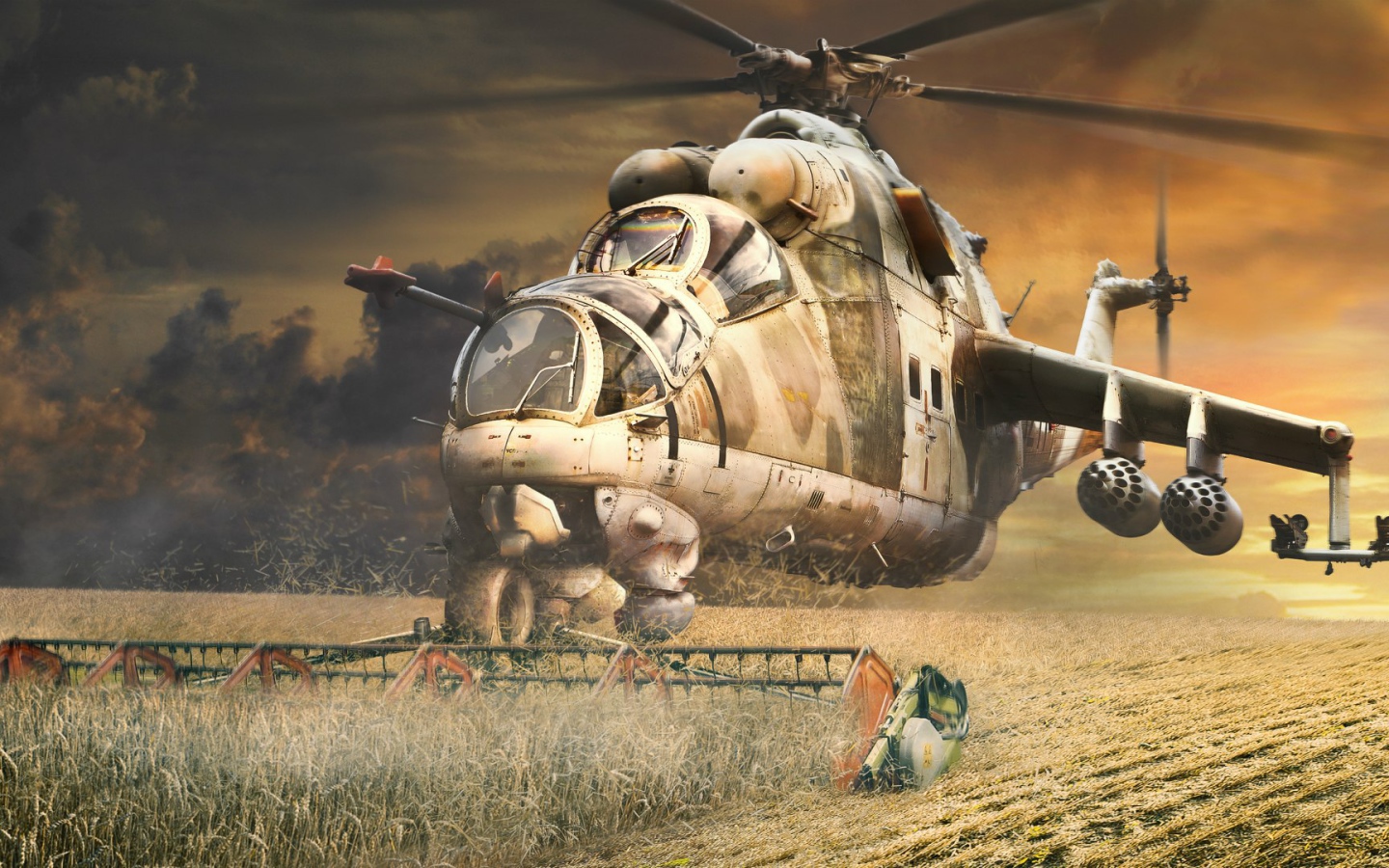 Вертолет МИ-24 в качестве комбайна