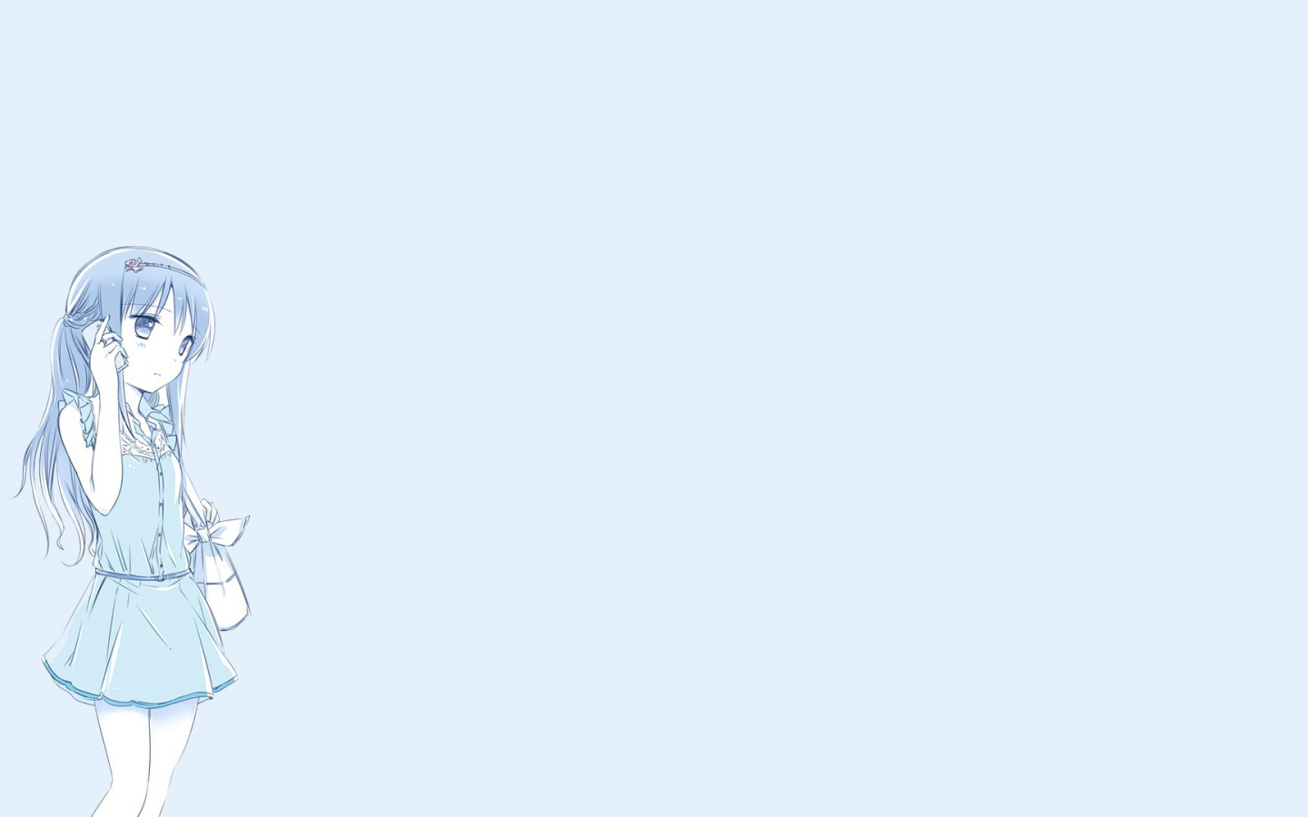Акеми из аниме Mahou Shoujo Madoka, голубой фон