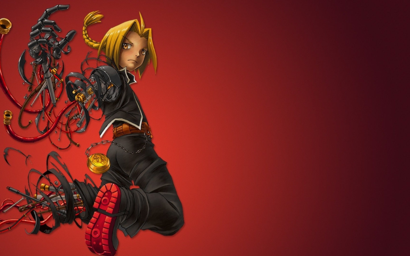 Аниме Стальной алхимик, красный фон