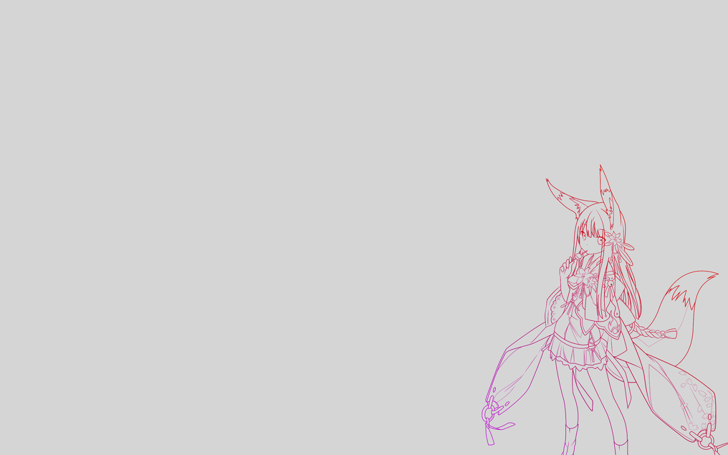 Аниме девушка из красных линий на сером фоне