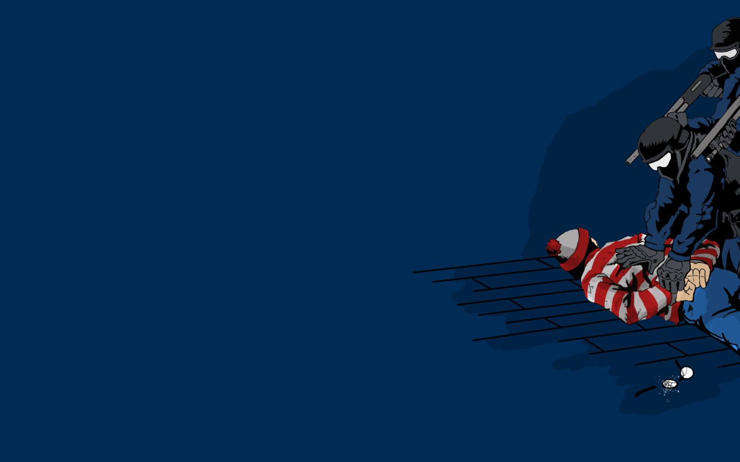 Задержание преступника, синий фон