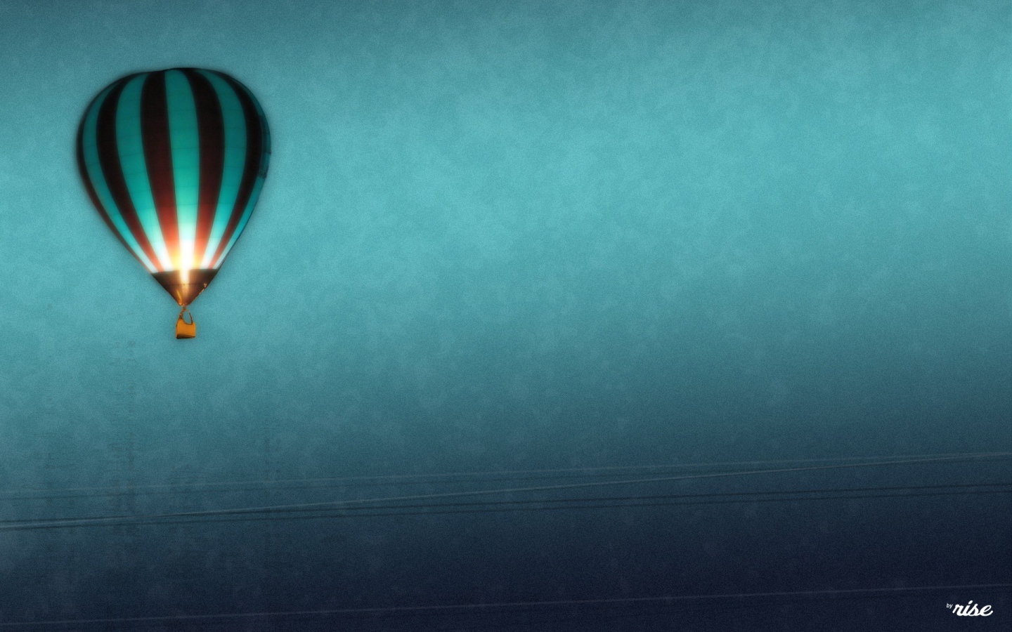 Воздушный шар, голубой фон