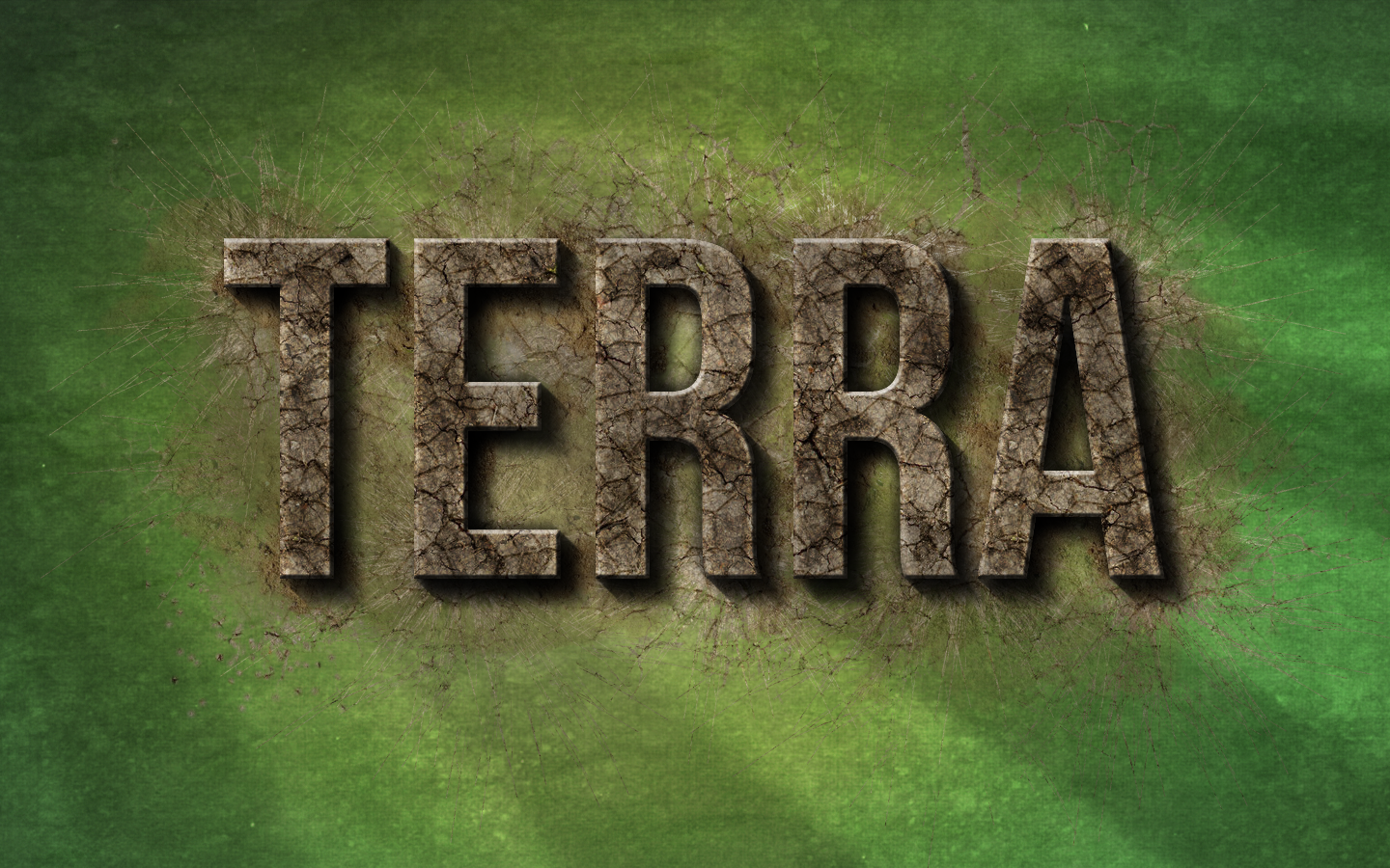 Надпись Терра, зеленый фон
