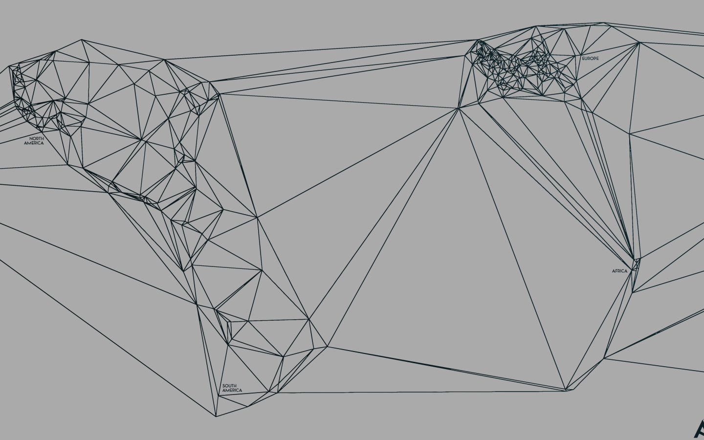 Геометрическая карта мира Nicholas Felton, серый фон