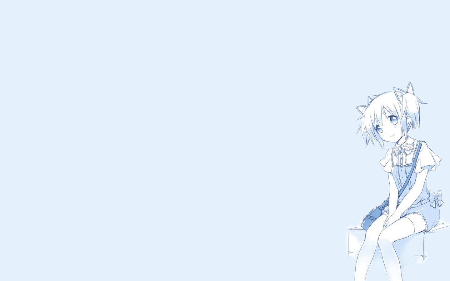 Девушка из аниме Mahou Shoujo Madoka, голубой фон