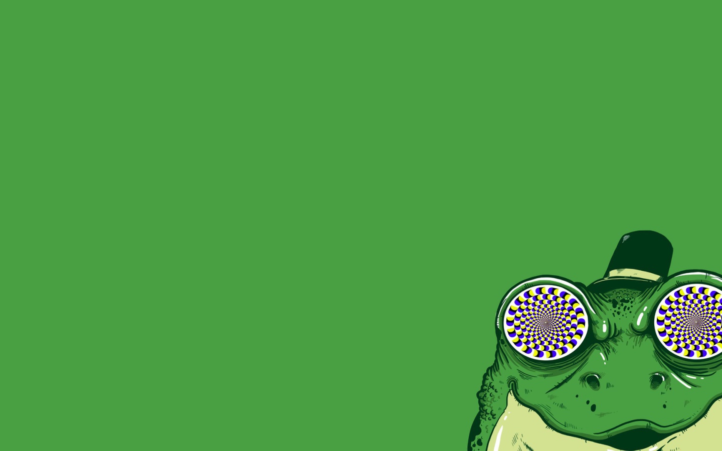 Гипнотическая жаба, зеленый фон