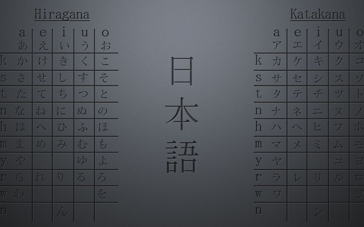 Японский алфавит, серый фон