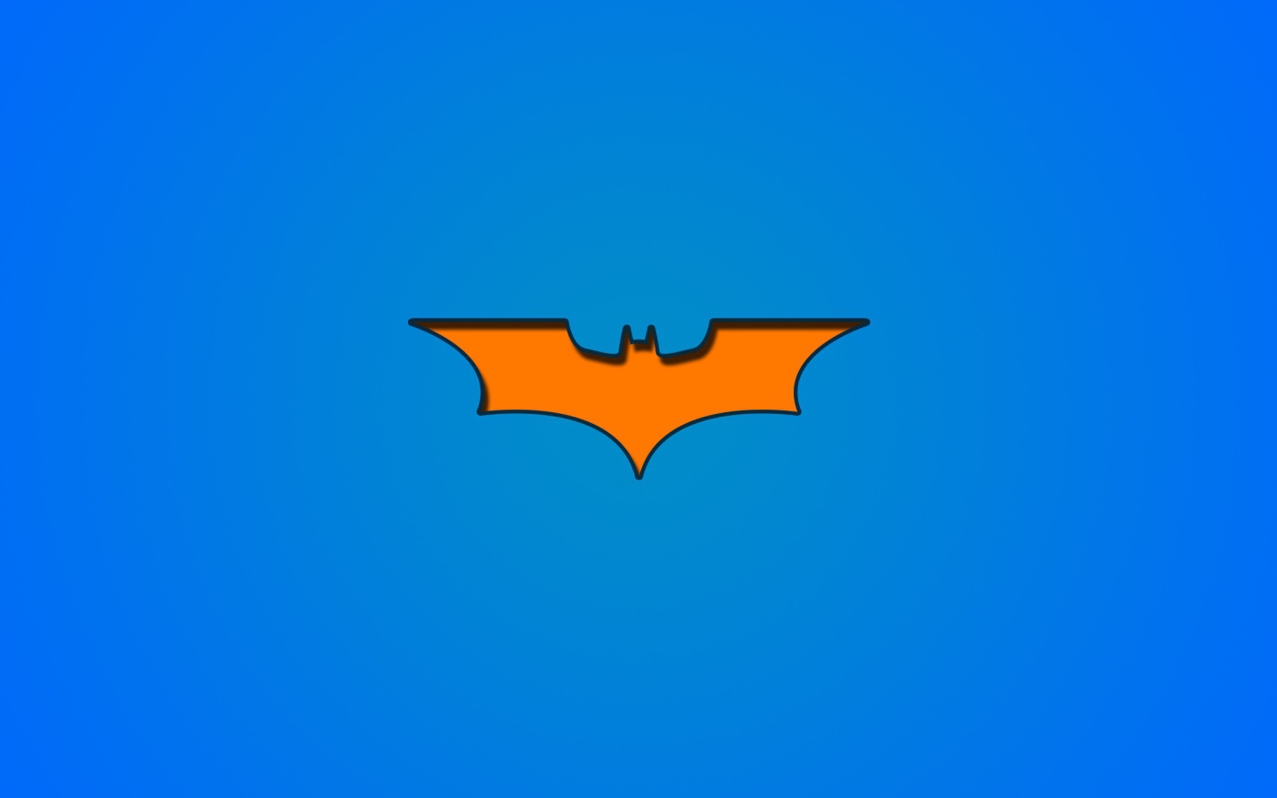 Оранжевый символ Бетмана на голубом фоне