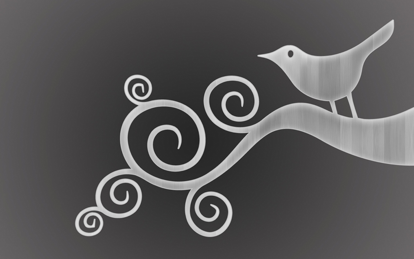 Орнамент птица на ветке, серый фон