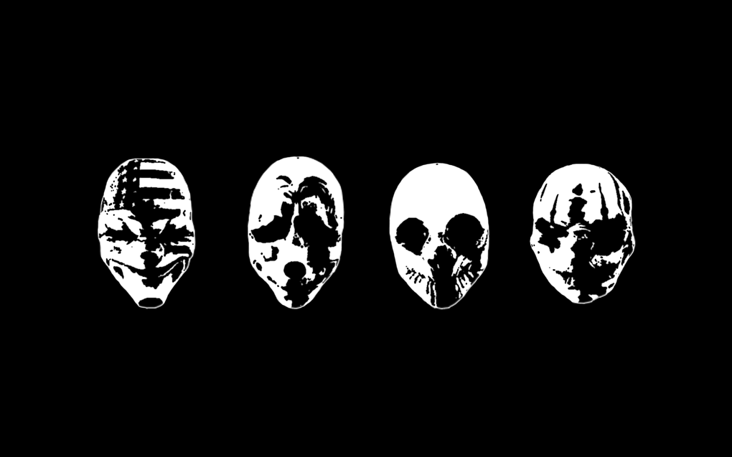 Маски Payday 2, черный фон