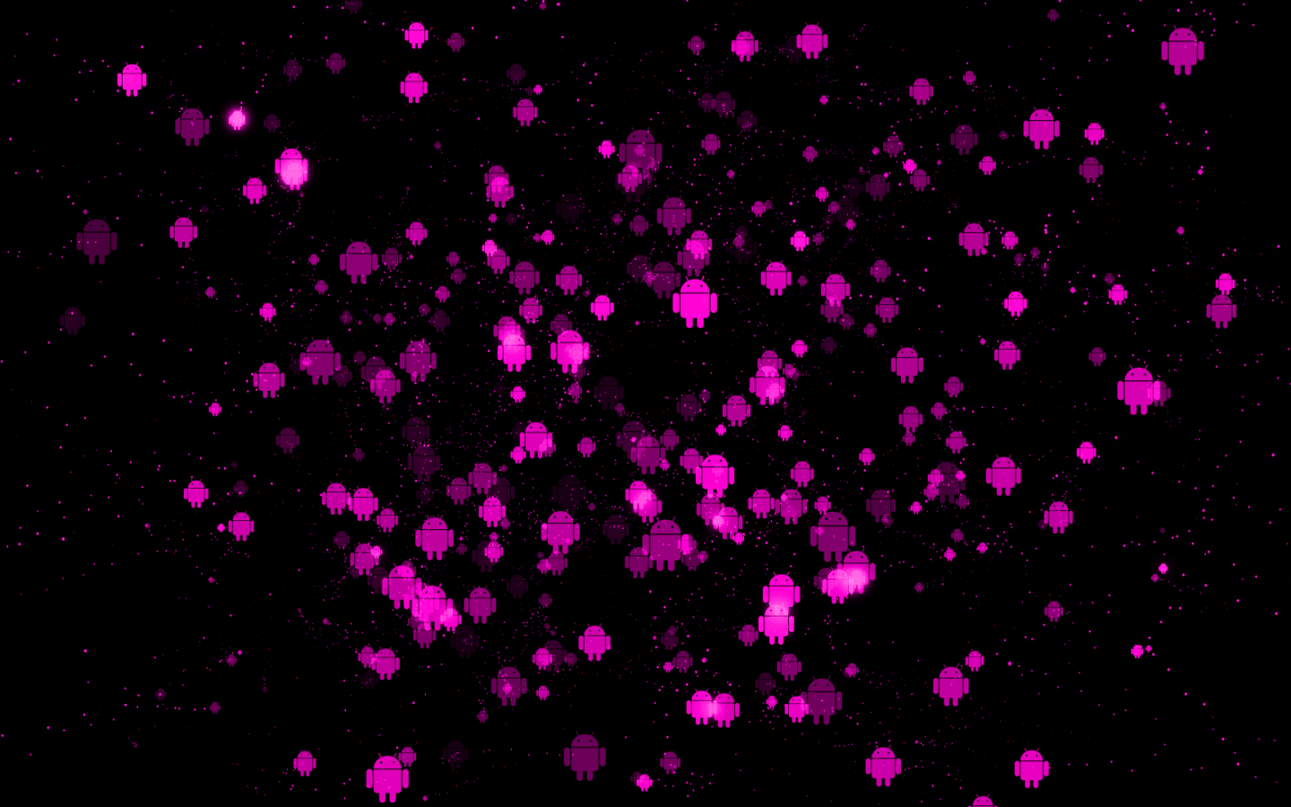 Розовые фигурки Андроида на черном фоне