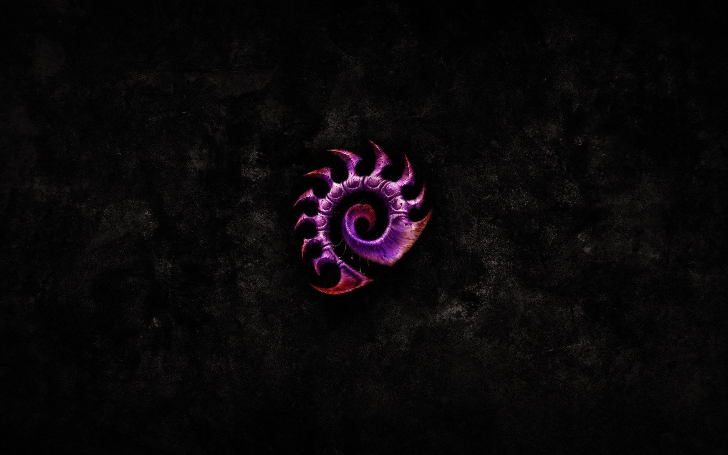 Фиолетовый символ из Starcraft II, черный фон