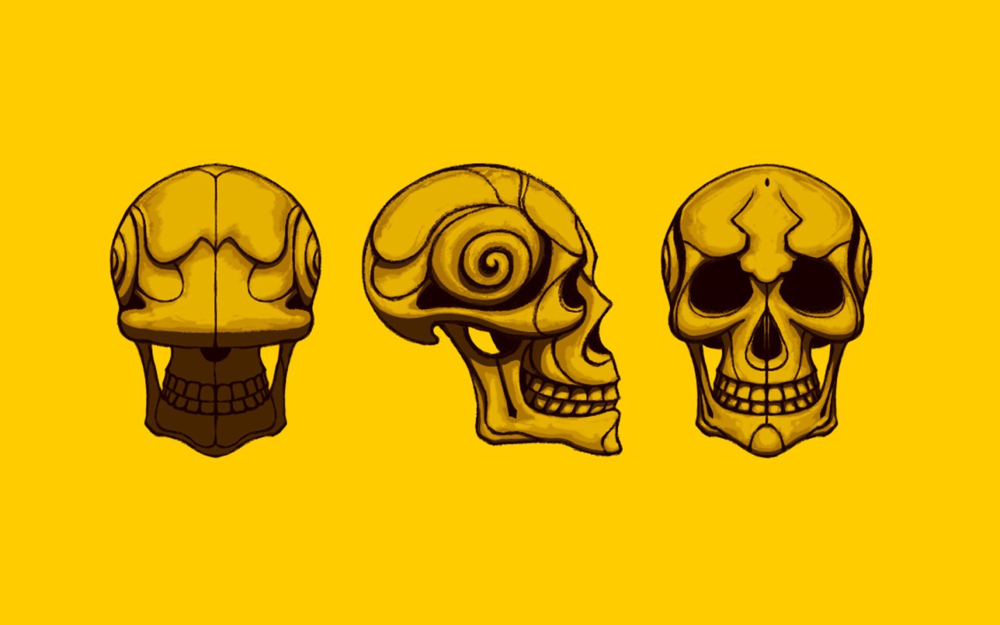 Черепа на желтом фоне