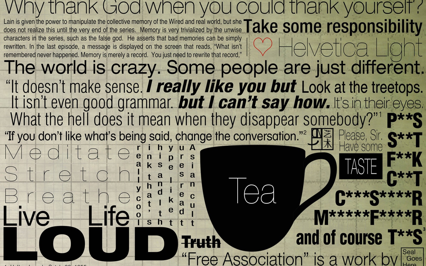 Фон из надписей, чай