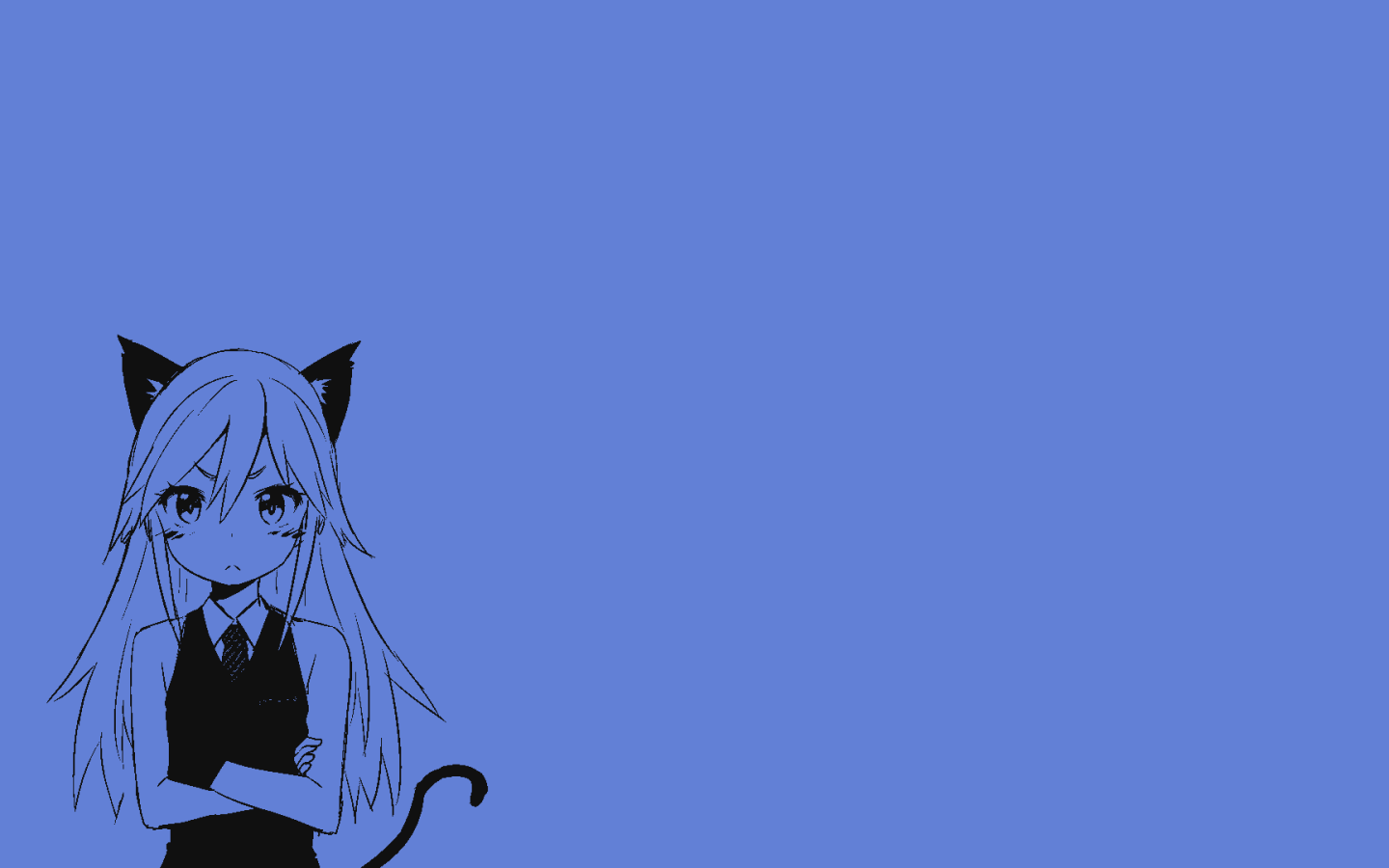 Девушка кошка, аниме голубой фон