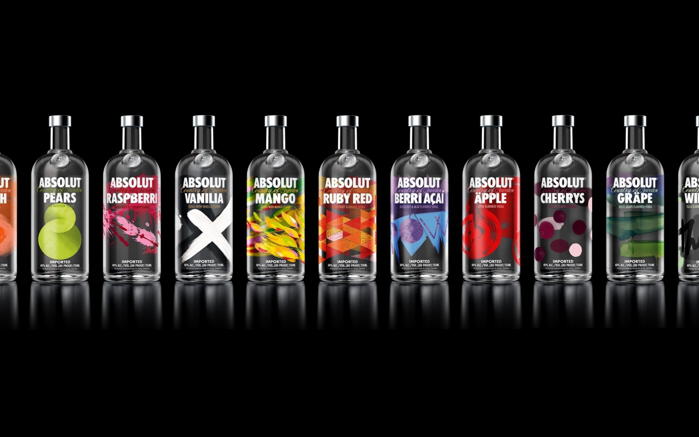 Ассортимент вкусов водки Absolut
